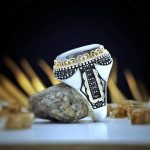 خاتم فضة رجالي أنيق 1 خاتم عقيق يمني 1