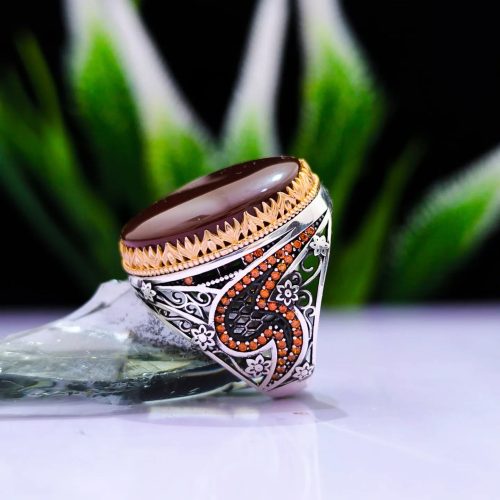 خاتم ملكي فضة بعقيق يمني - أوسان.كوم